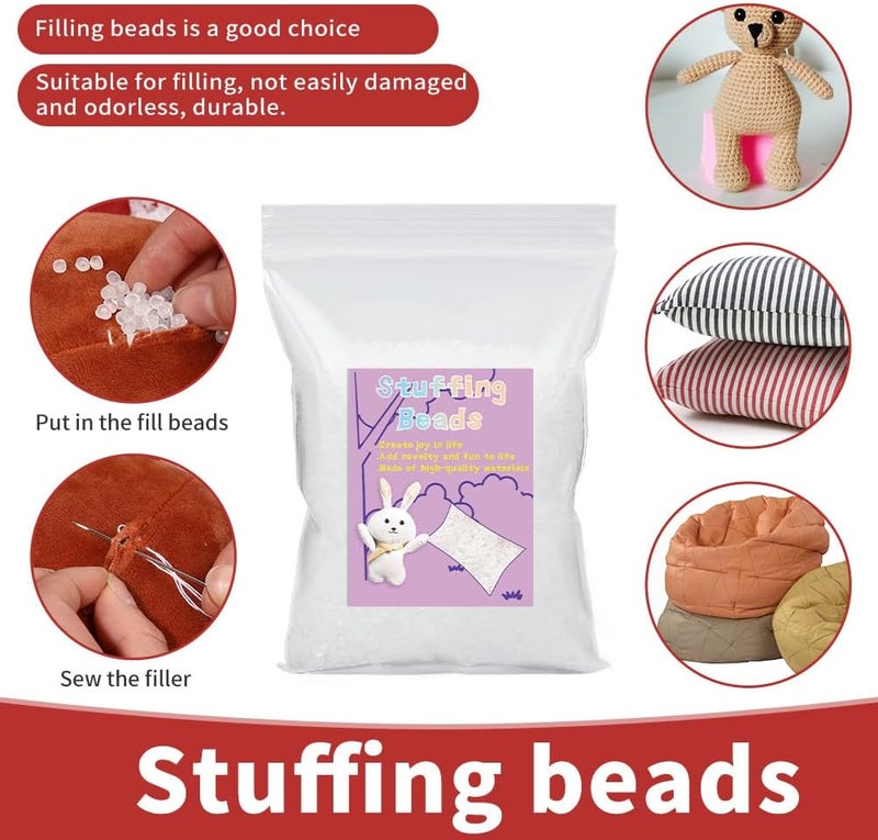 FTEVEN 350g / 12.3oz Stuffing Beads, Premium Plastic Weight Stuffed Beads, Polyethylene Filler Bead, Plastic Transparent Stuffing Bead for Filling Bean Bags, Animal DIY Crafts - Image 4